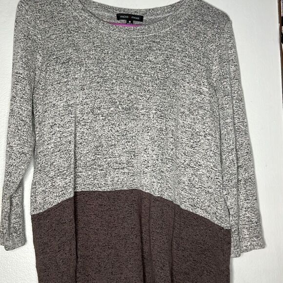 Moa Moa Sweater gray brown color block size medium - Picture 3 of 8